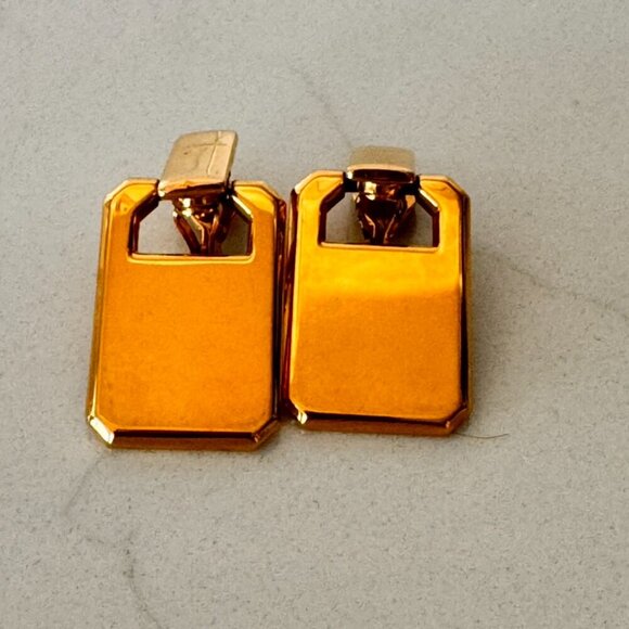 Vintage 1980's Monet Gold Drop Clip-On Earrings - Picture 2 of 4